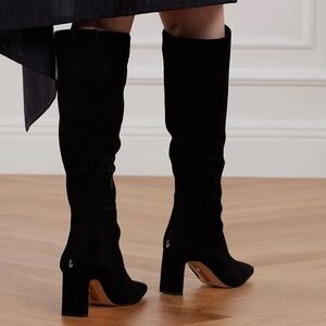 NEW WITH TAGS BOOTS- Sam Edelman Sylvia Black suede Knee High Boots wide calf